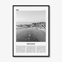 Swanage Print Black and White, Swanage Wall Art, Swanage Poster, Swanage Photo, Swanage Map, England, UK, United Kingdom
