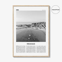 Swanage Print Black and White, Swanage Wall Art, Swanage Poster, Swanage Photo, Swanage Map, England, UK, United Kingdom