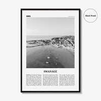 Swanage Print Black and White, Swanage Wall Art, Swanage Poster, Swanage Photo, Swanage Map, England, UK, United Kingdom