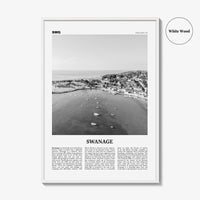 Swanage Print Black and White, Swanage Wall Art, Swanage Poster, Swanage Photo, Swanage Map, England, UK, United Kingdom