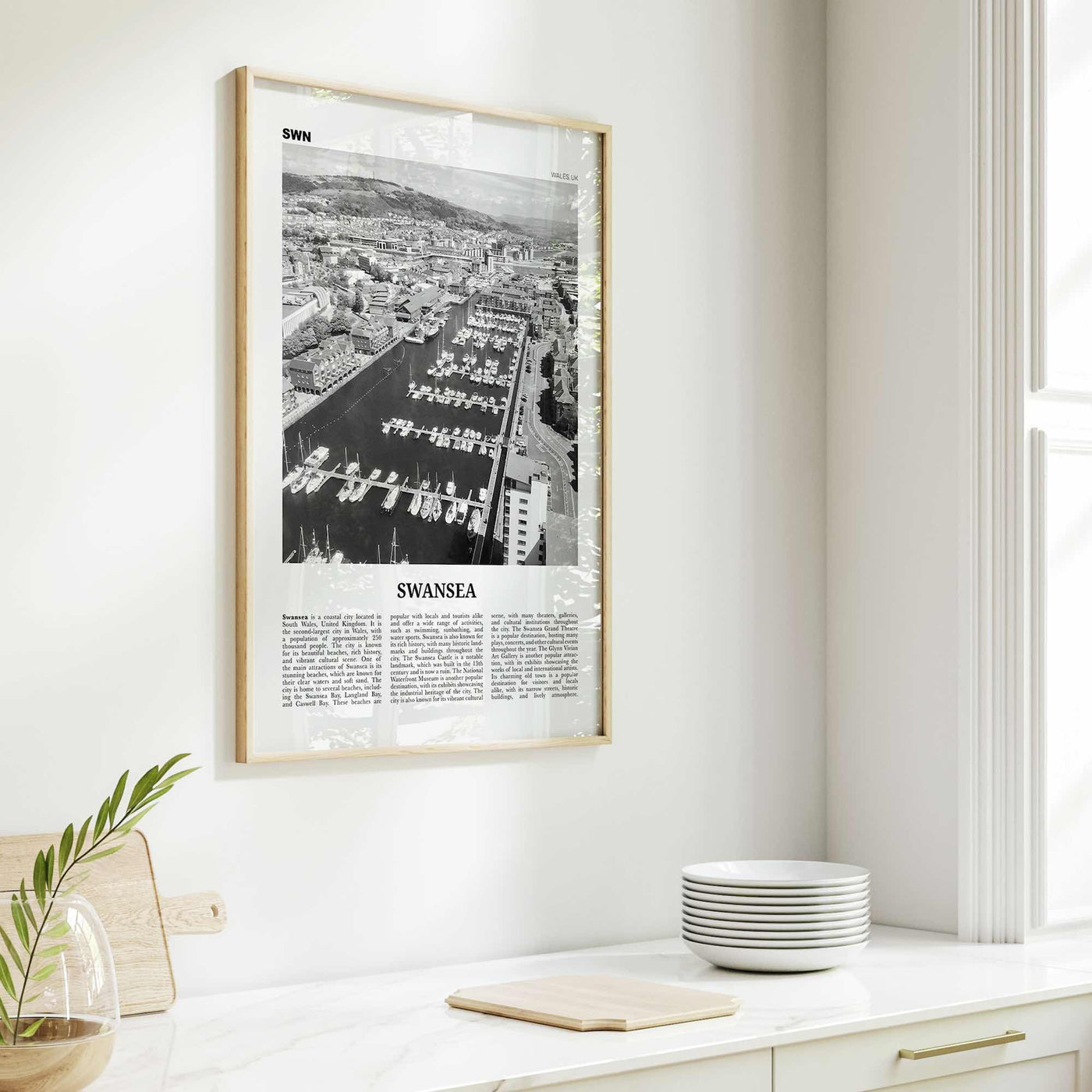 Swansea Print Black and White, Swansea Wall Art, Swansea Poster, Swansea Photo, Swansea Wall Décor, Swansea Map, Wales, UK