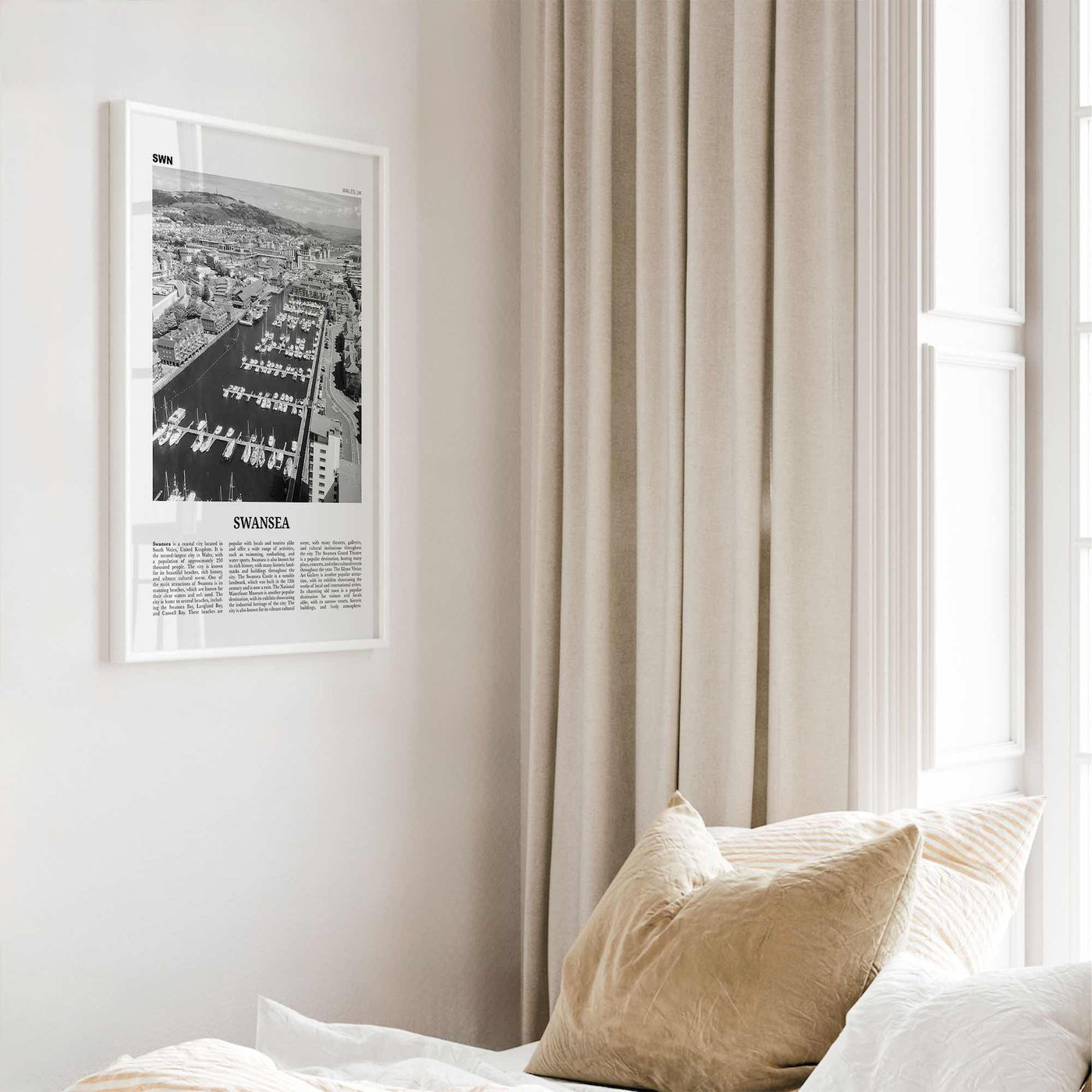 Swansea Print Black and White, Swansea Wall Art, Swansea Poster, Swansea Photo, Swansea Wall Décor, Swansea Map, Wales, UK