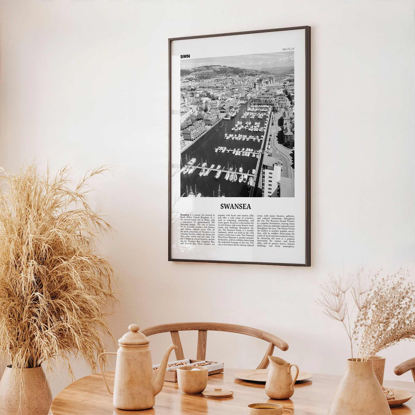 Swansea Print Black and White, Swansea Wall Art, Swansea Poster, Swansea Photo, Swansea Wall Décor, Swansea Map, Wales, UK