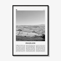 Swaziland Print Black and White, Swaziland Wall Art, Swaziland Poster, Swaziland Photo, Swaziland Wall Décor, Swaziland Map Poster