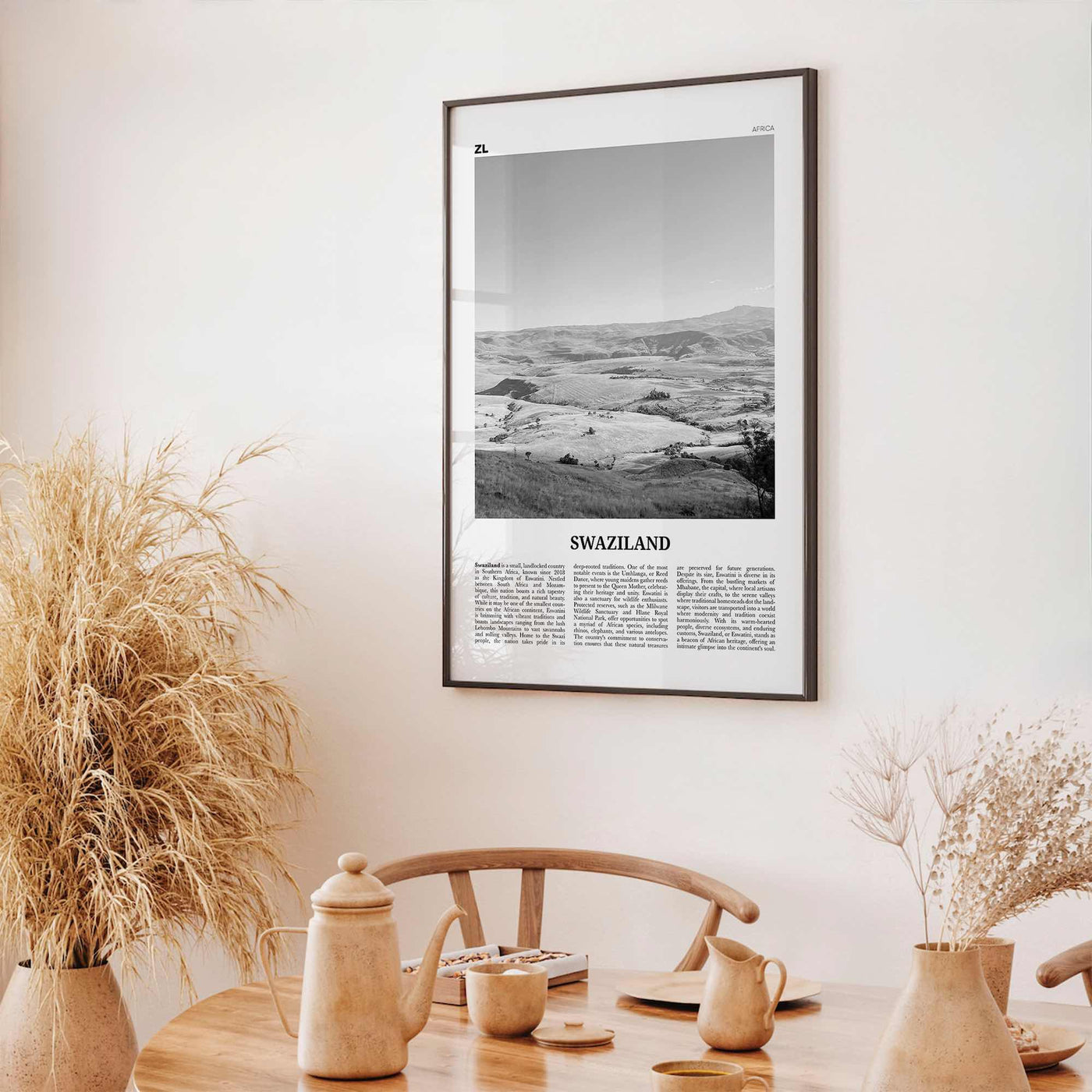 Swaziland Print Black and White, Swaziland Wall Art, Swaziland Poster, Swaziland Photo, Swaziland Wall Décor, Swaziland Map Poster