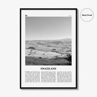 Swaziland Print Black and White, Swaziland Wall Art, Swaziland Poster, Swaziland Photo, Swaziland Wall Décor, Swaziland Map Poster