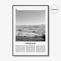 Swaziland Print Black and White, Swaziland Wall Art, Swaziland Poster, Swaziland Photo, Swaziland Wall Décor, Swaziland Map Poster