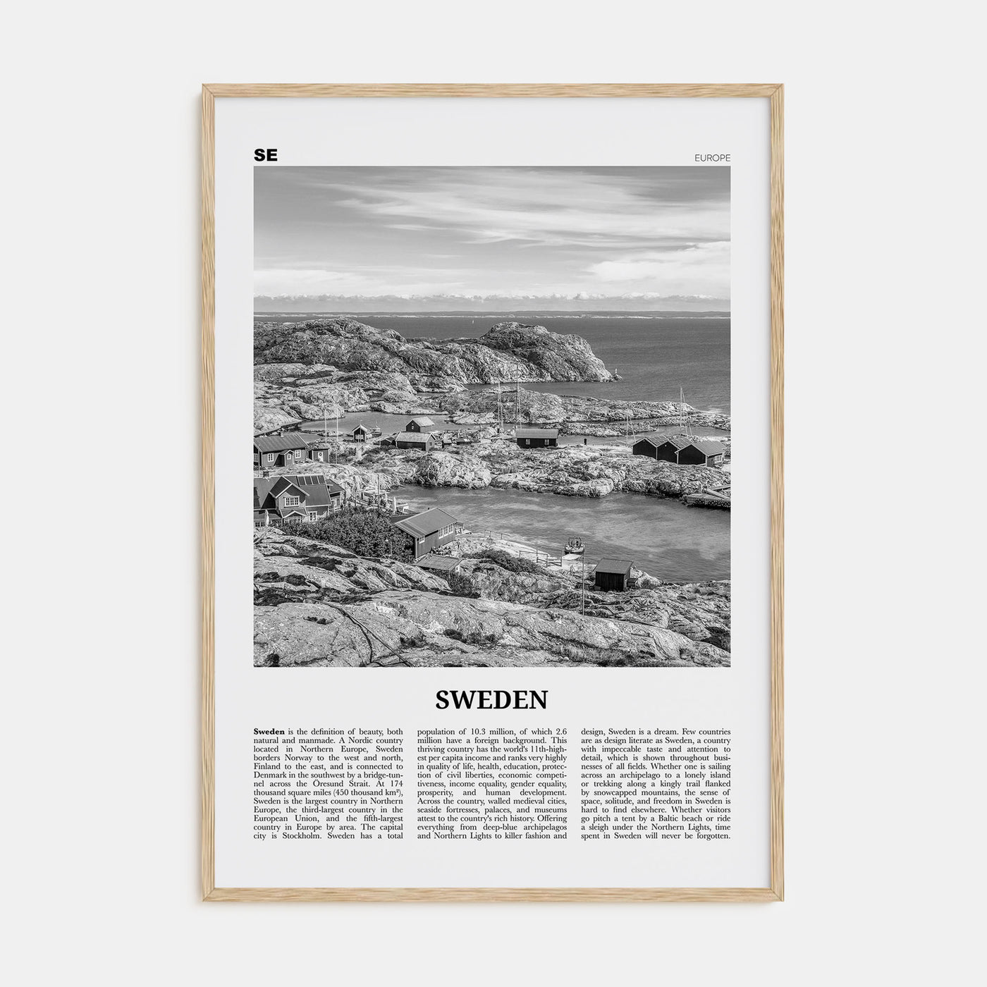 Sweden Travel B&W Poster