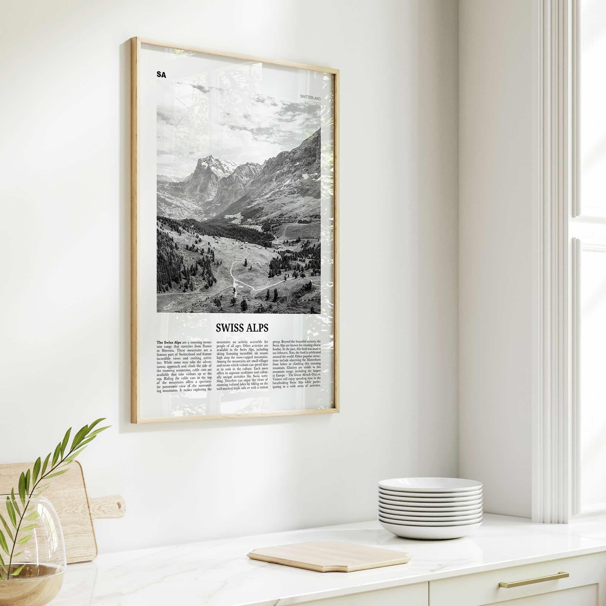 Swiss Alps Print Black and White, Swiss Alps Wall Art, Swiss Alps Poster, Swiss Alps Photo, Swiss Alps Wall Décor, Switzerland