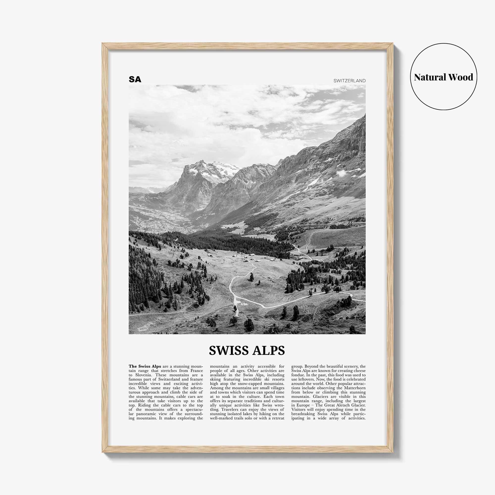 Swiss Alps Print Black and White, Swiss Alps Wall Art, Swiss Alps Poster, Swiss Alps Photo, Swiss Alps Wall Décor, Switzerland