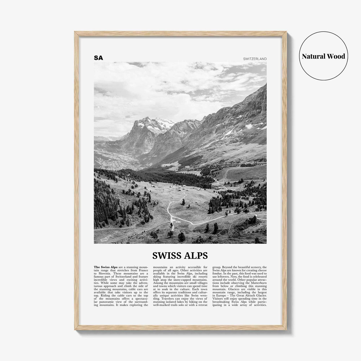 Swiss Alps Print Black and White, Swiss Alps Wall Art, Swiss Alps Poster, Swiss Alps Photo, Swiss Alps Wall Décor, Switzerland