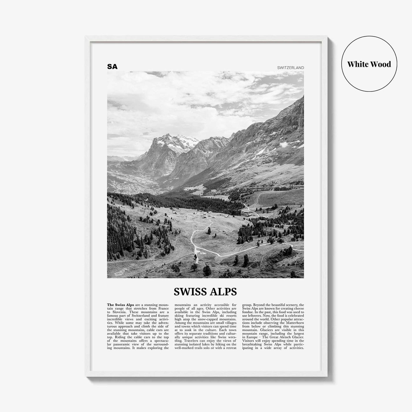 Swiss Alps Print Black and White, Swiss Alps Wall Art, Swiss Alps Poster, Swiss Alps Photo, Swiss Alps Wall Décor, Switzerland