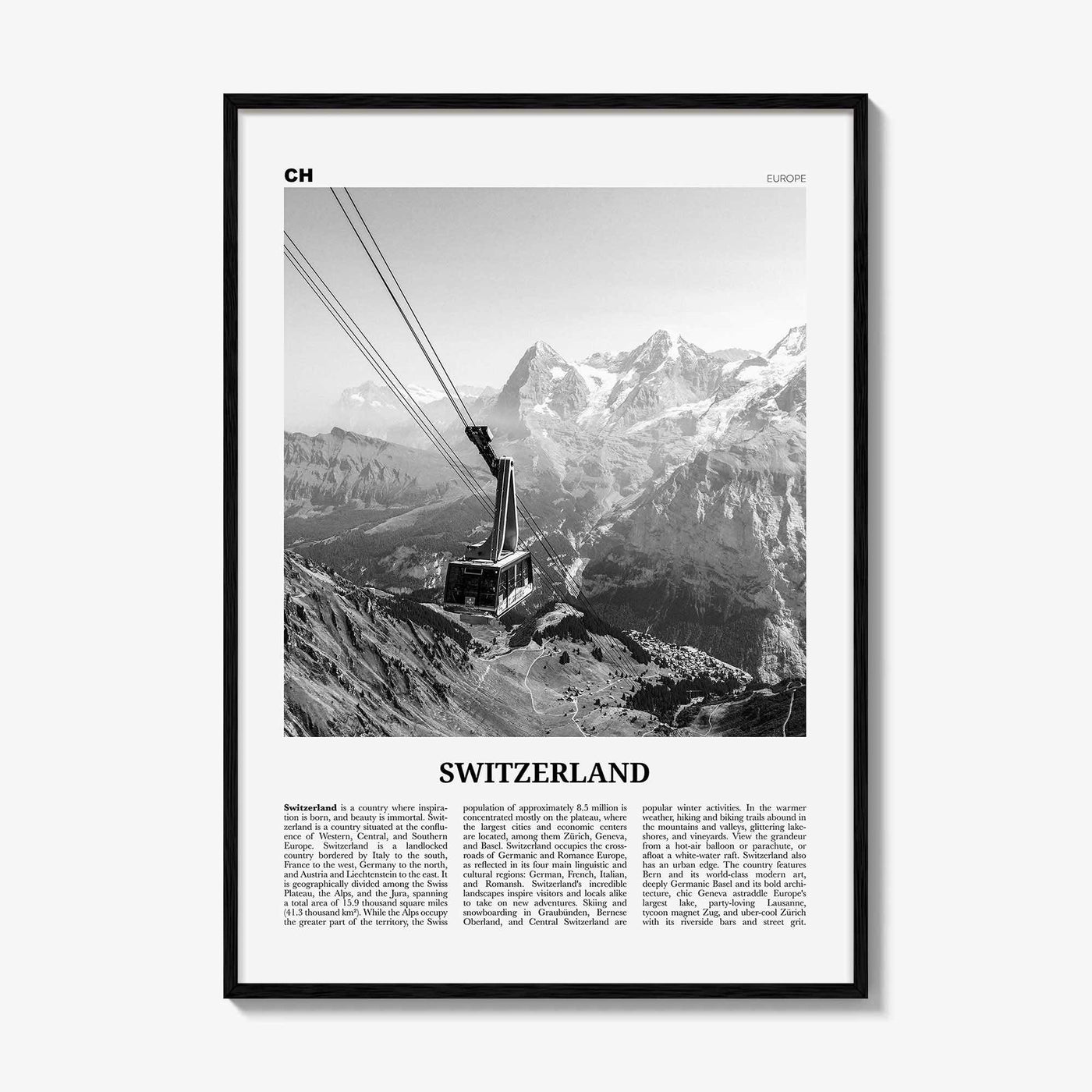 Switzerland Print Black and White, Switzerland Wall Art, Switzerland Poster, Switzerland, Swiss, Schweizerische, Suisse, Schweiz, Europe