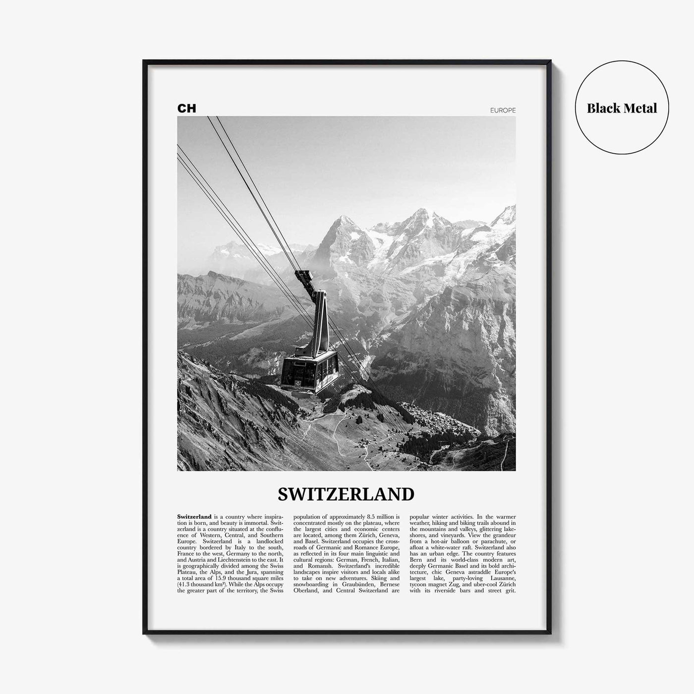 Switzerland Print Black and White, Switzerland Wall Art, Switzerland Poster, Switzerland, Swiss, Schweizerische, Suisse, Schweiz, Europe