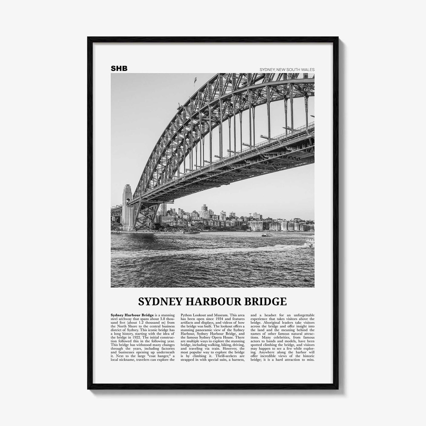 Sydney Harbour Bridge Print Black and White, Sydney Harbour Bridge Wall Art, Sydney Harbour Bridge Poster, Sydney Harbour Bridge Photo