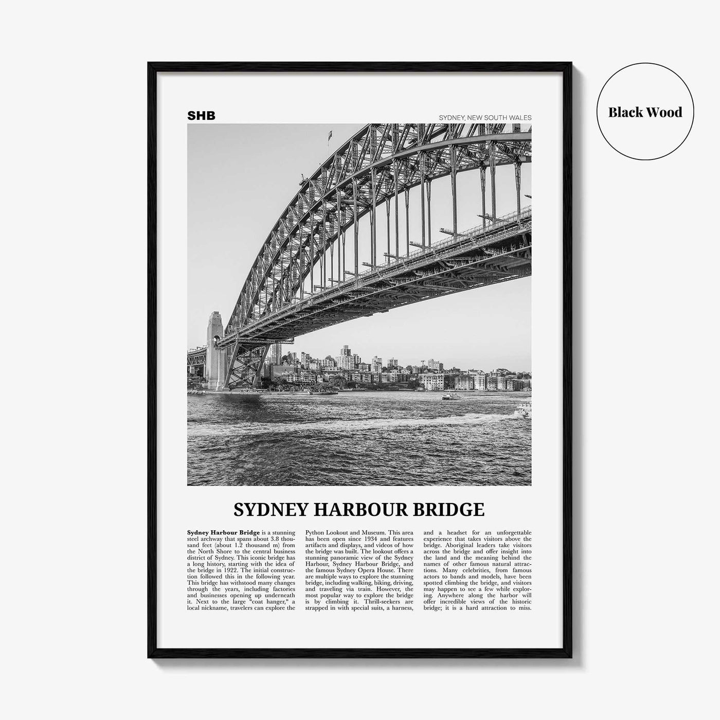Sydney Harbour Bridge Print Black and White, Sydney Harbour Bridge Wall Art, Sydney Harbour Bridge Poster, Sydney Harbour Bridge Photo