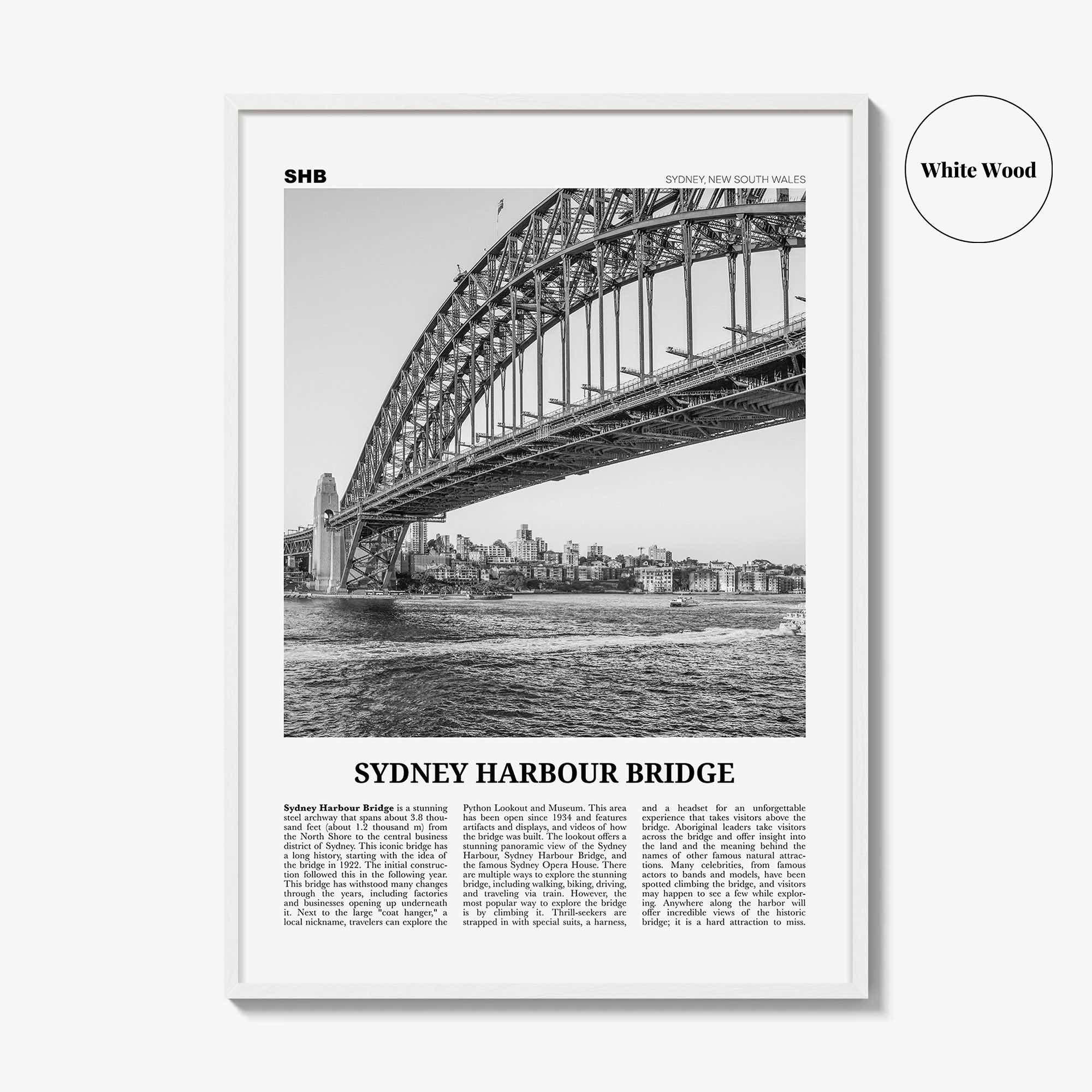 Sydney Harbour Bridge Print Black and White, Sydney Harbour Bridge Wall Art, Sydney Harbour Bridge Poster, Sydney Harbour Bridge Photo