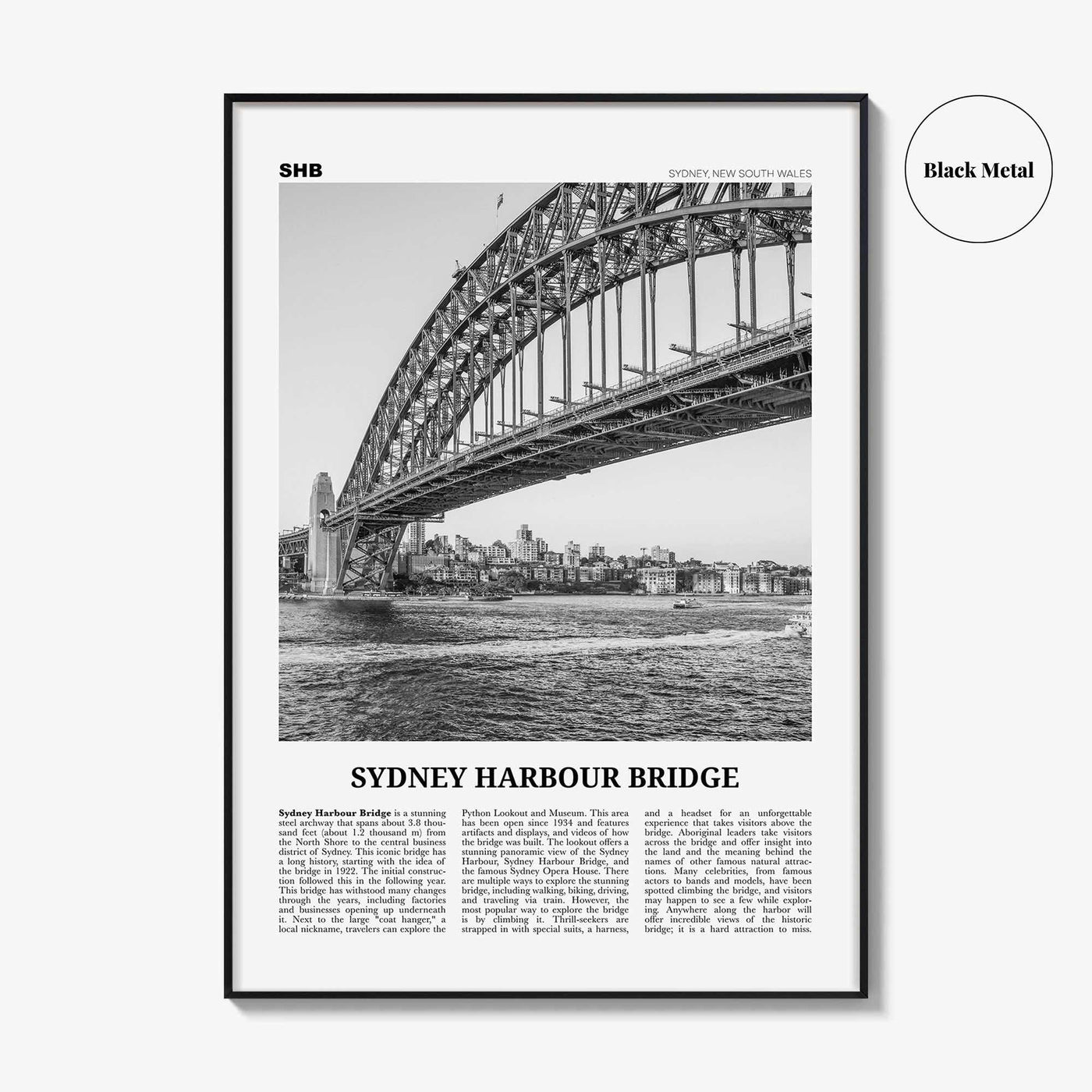 Sydney Harbour Bridge Print Black and White, Sydney Harbour Bridge Wall Art, Sydney Harbour Bridge Poster, Sydney Harbour Bridge Photo