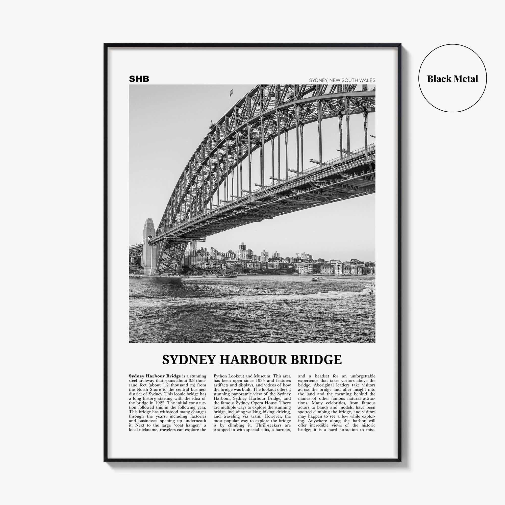 Sydney Harbour Bridge Print Black and White, Sydney Harbour Bridge Wall Art, Sydney Harbour Bridge Poster, Sydney Harbour Bridge Photo