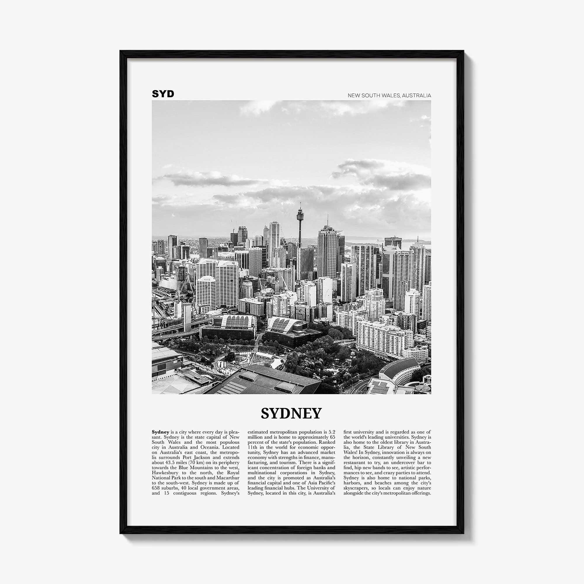 Sydney Print Black and White No 3, Sydney Wall Art, Sydney Poster, Sydney Photo, Travel Print, New South Wales, Australia, Oceania