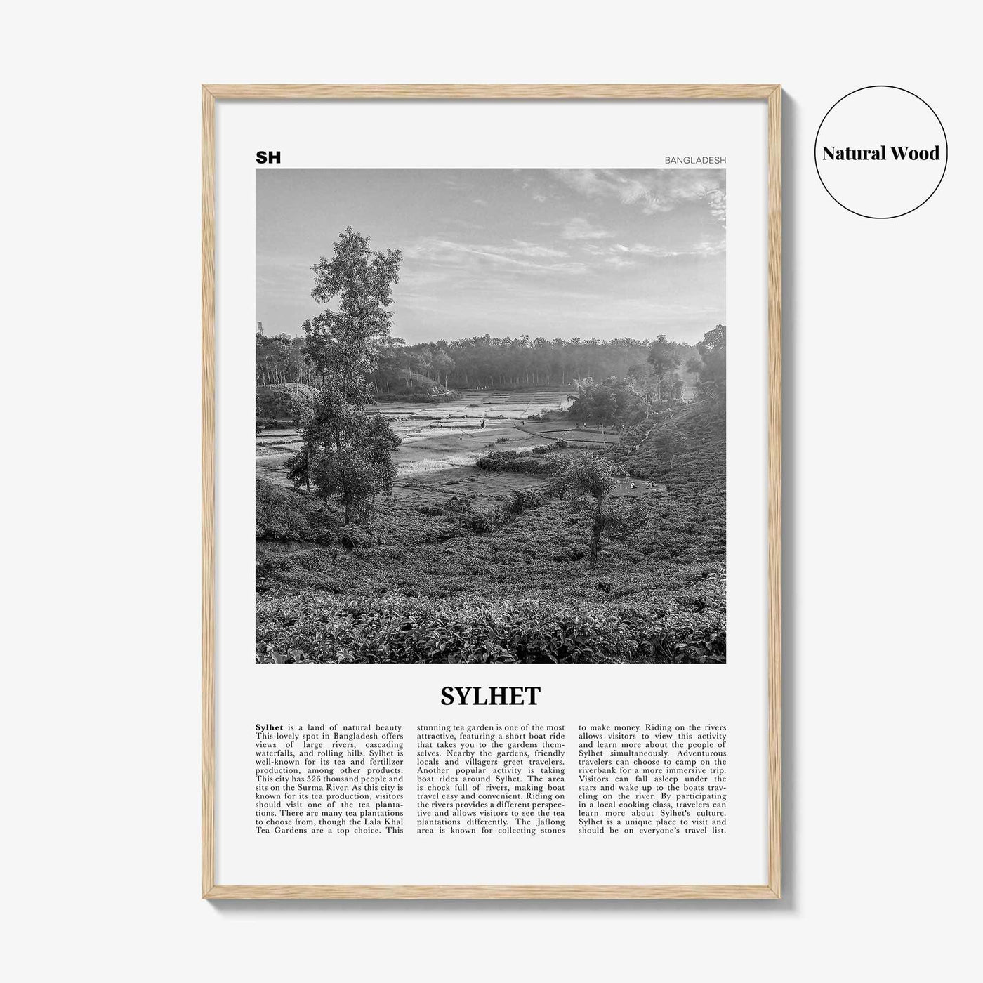 Sylhet Print Black and White, Sylhet Wall Art, Sylhet Poster, Sylhet Photo, Sylhet Wall Décor, Sylhet Map, Bangladesh