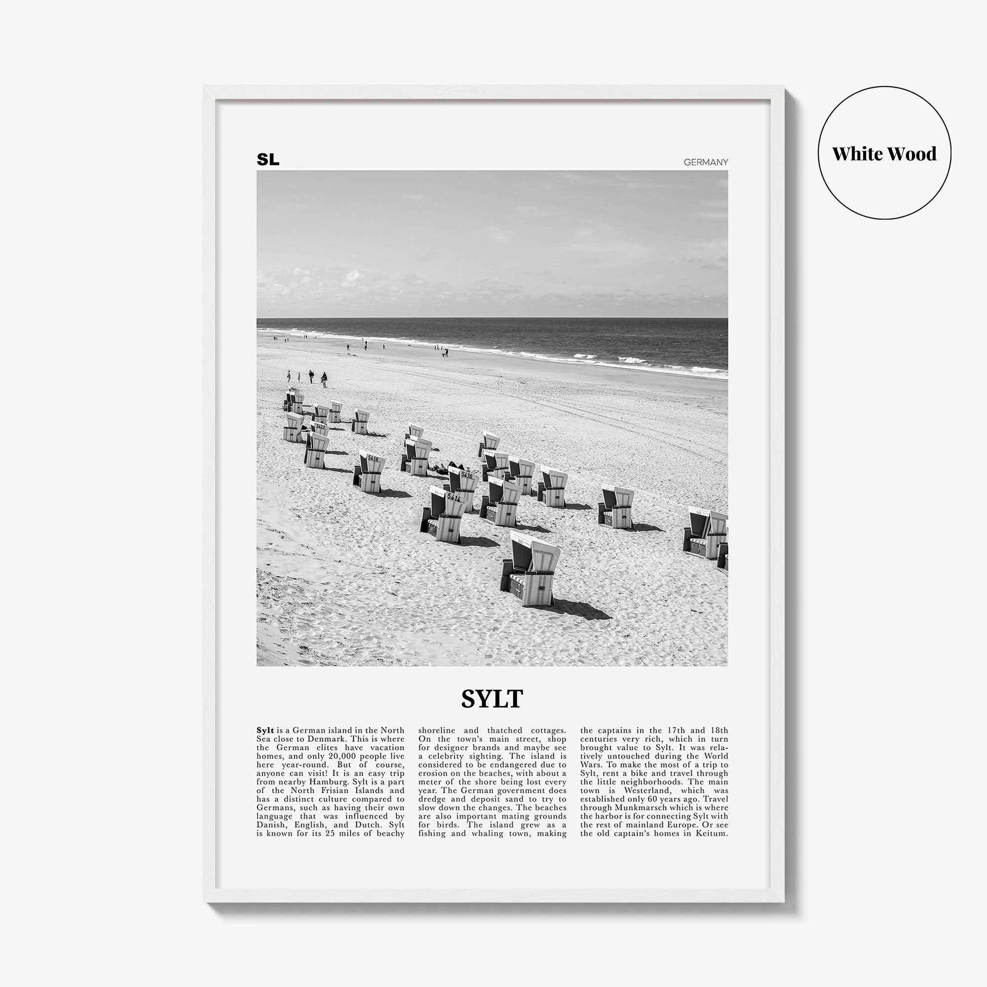 Sylt Print Black and White, Sylt Wall Art, Sylt Poster, Sylt Photo, Sylt Wall Décor, Sylt Map, Germany
