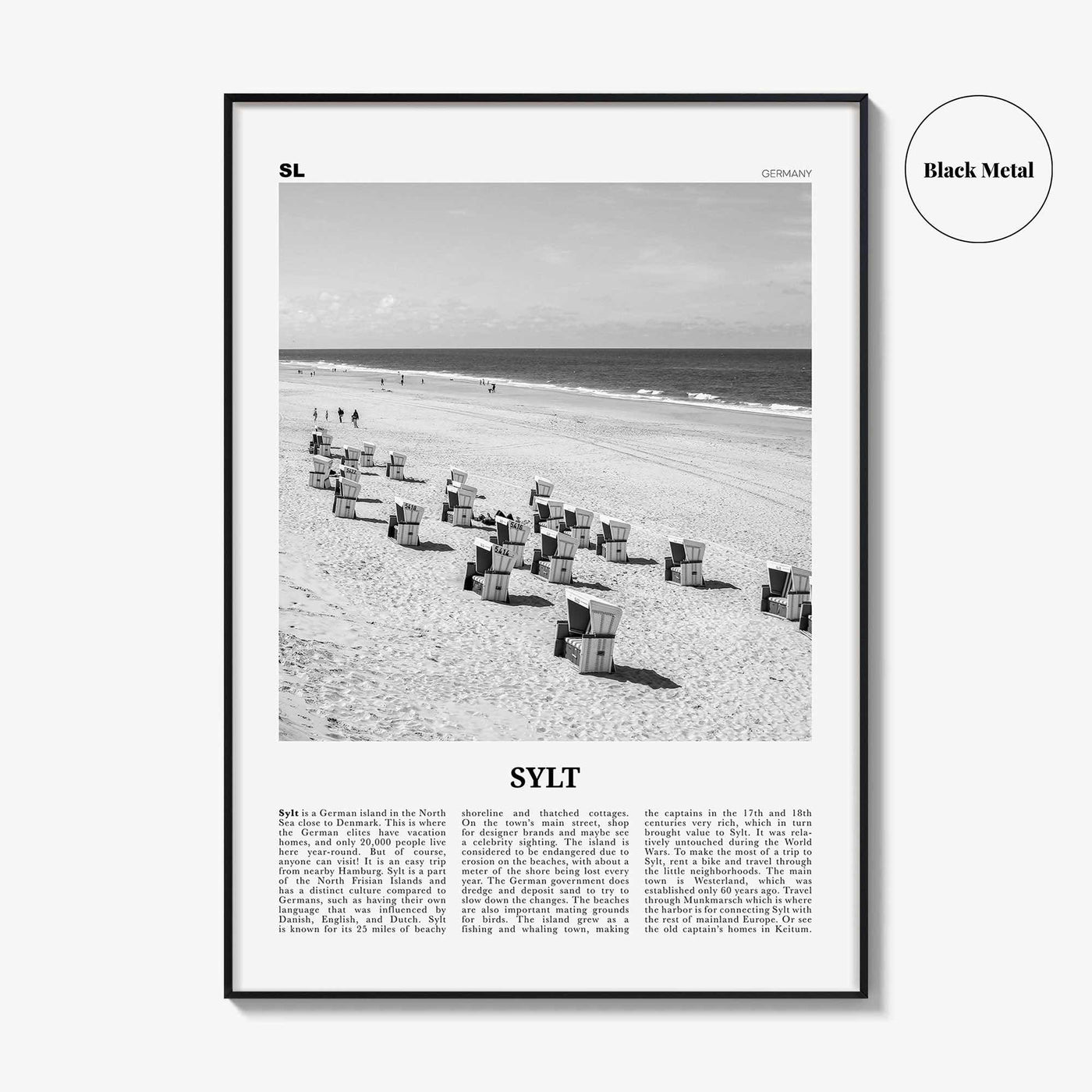 Sylt Print Black and White, Sylt Wall Art, Sylt Poster, Sylt Photo, Sylt Wall Décor, Sylt Map, Germany