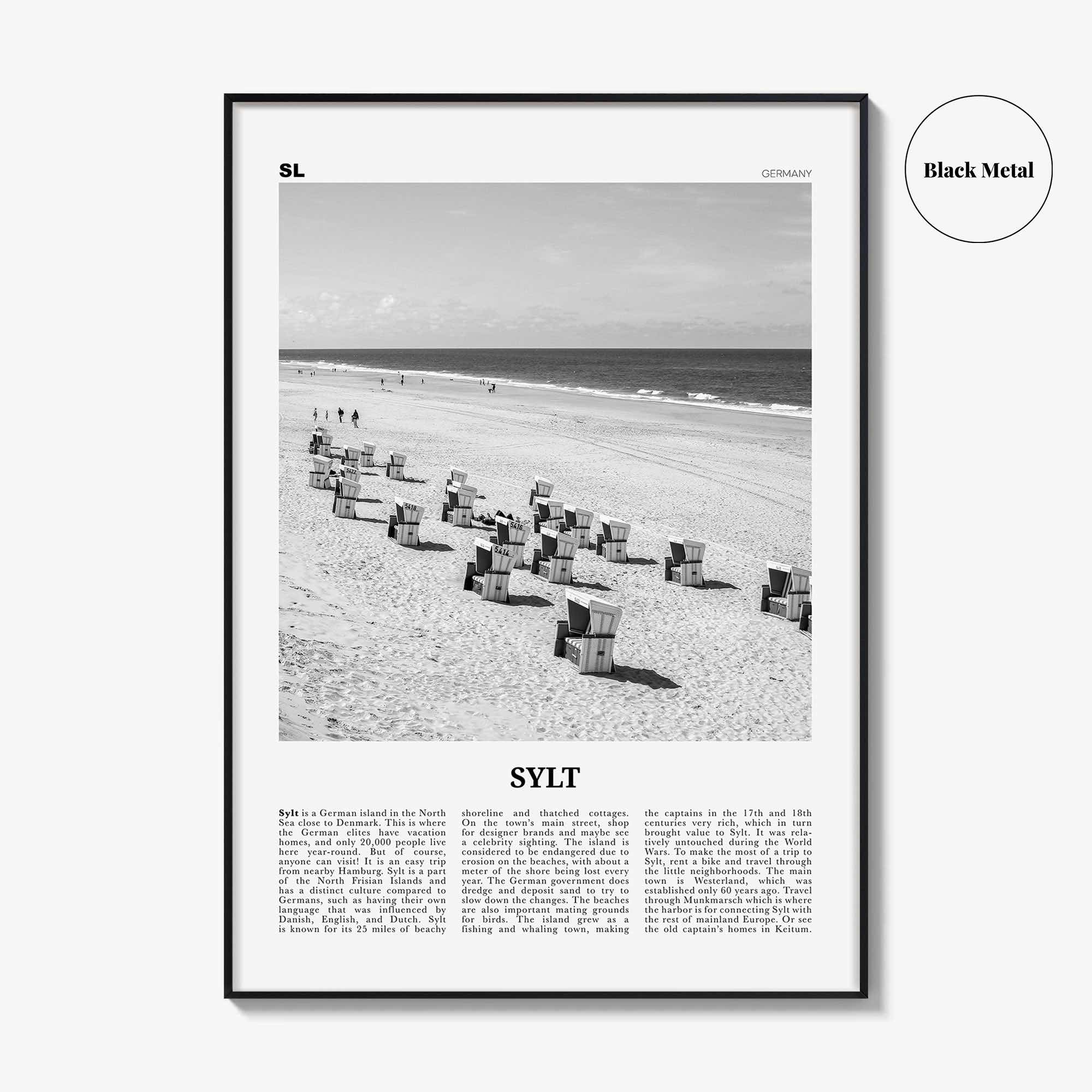 Sylt Print Black and White, Sylt Wall Art, Sylt Poster, Sylt Photo, Sylt Wall Décor, Sylt Map, Germany
