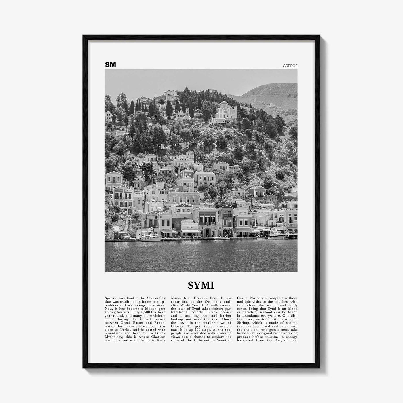 Symi Print Black and White, Symi Wall Art, Symi Poster, Symi Photo, Symi Wall Décor, Symi Map, Greece