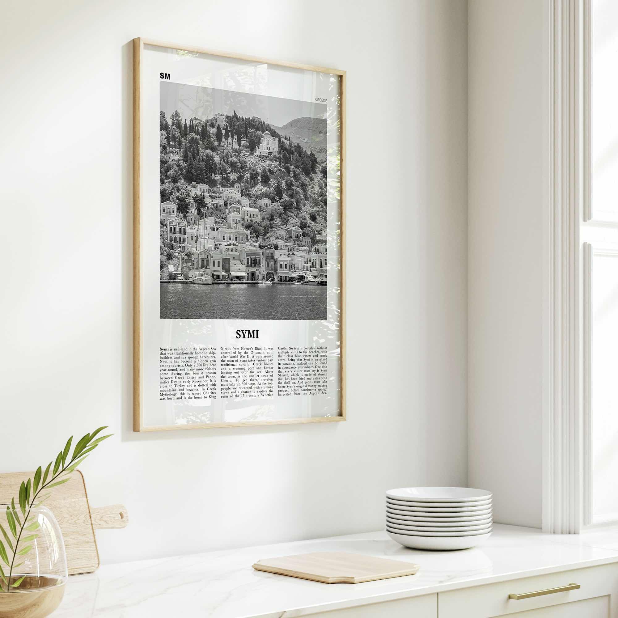 Symi Print Black and White, Symi Wall Art, Symi Poster, Symi Photo, Symi Wall Décor, Symi Map, Greece