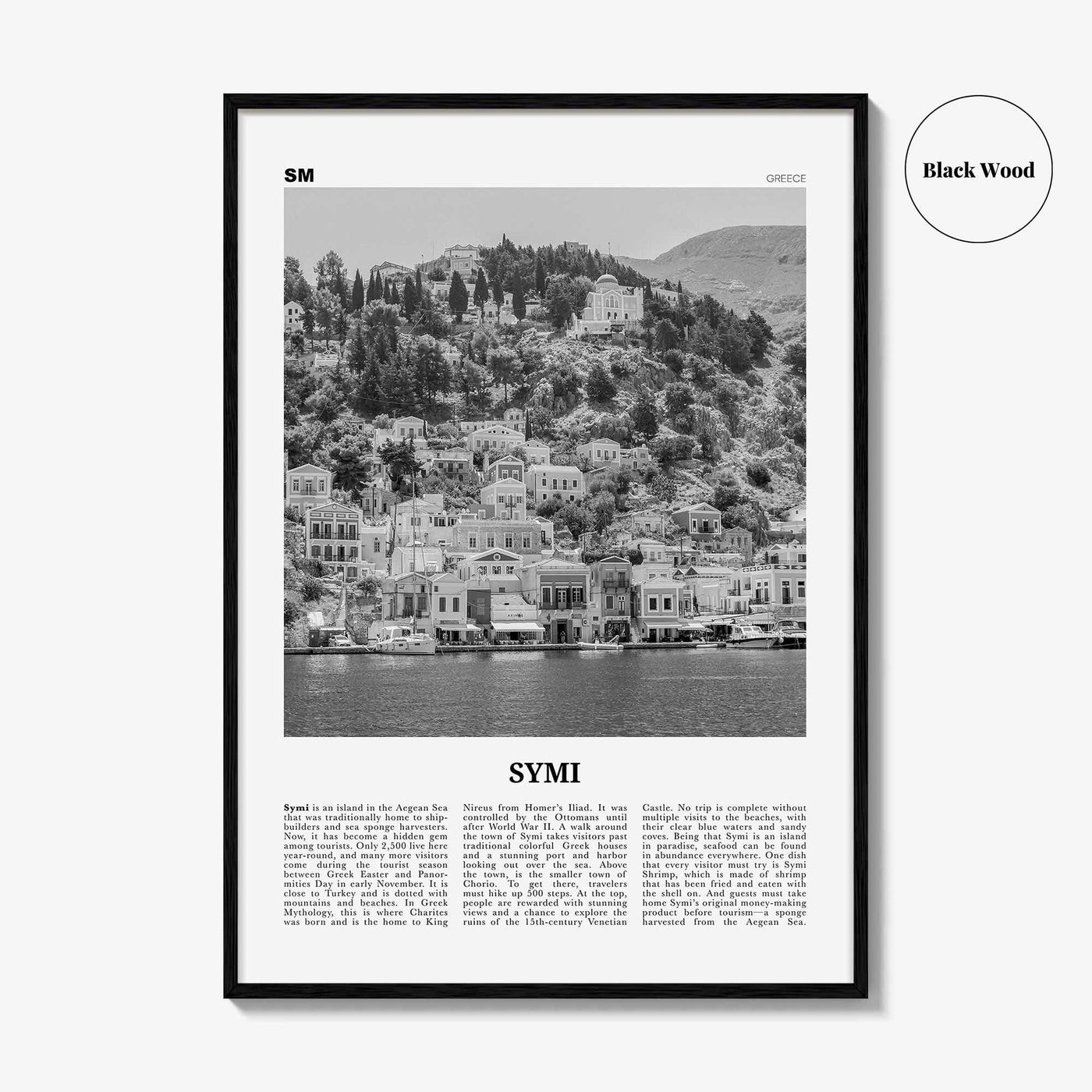 Symi Print Black and White, Symi Wall Art, Symi Poster, Symi Photo, Symi Wall Décor, Symi Map, Greece