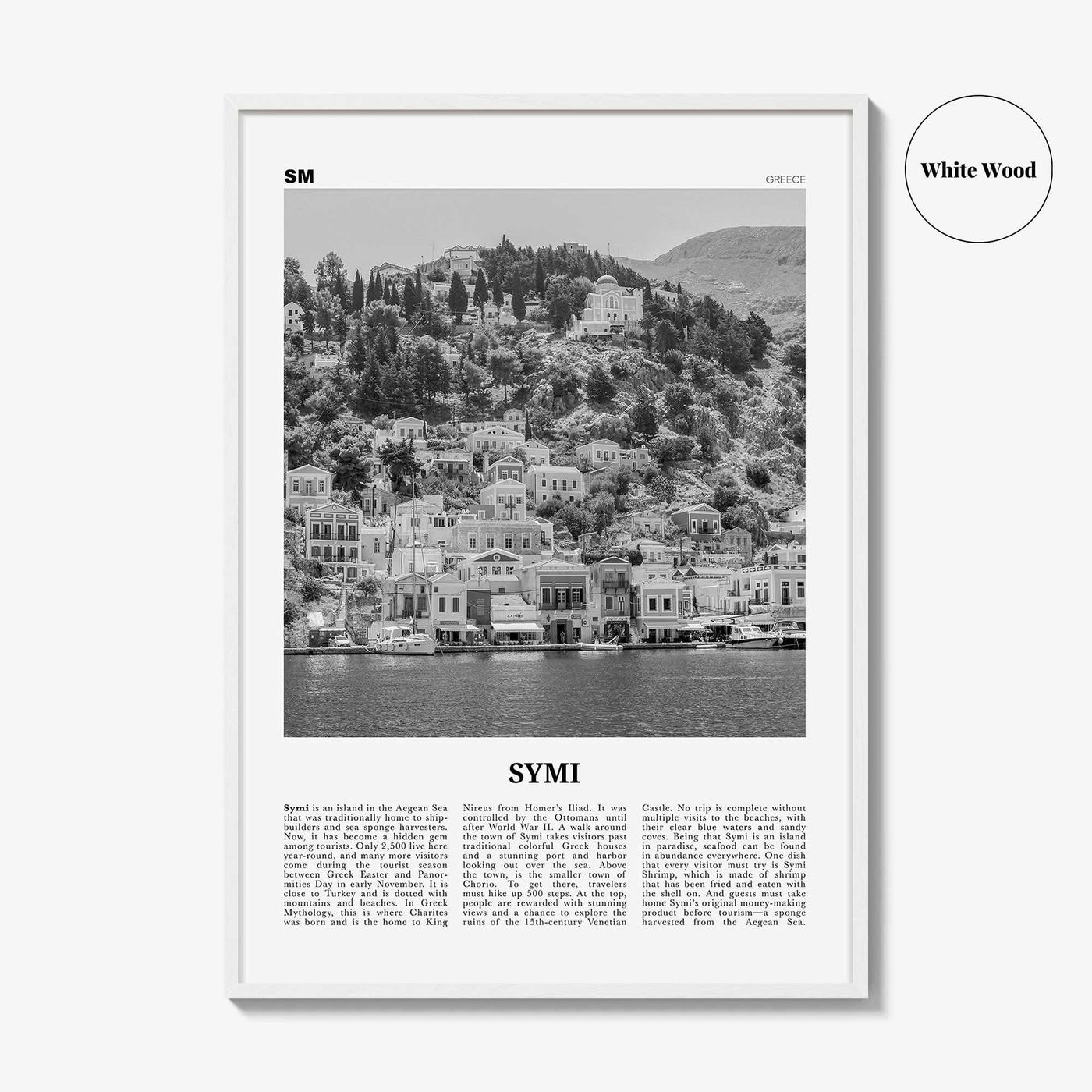 Symi Print Black and White, Symi Wall Art, Symi Poster, Symi Photo, Symi Wall Décor, Symi Map, Greece