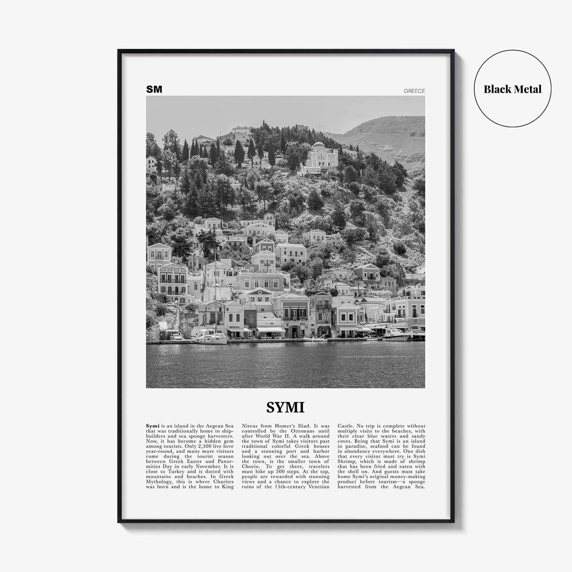 Symi Print Black and White, Symi Wall Art, Symi Poster, Symi Photo, Symi Wall Décor, Symi Map, Greece