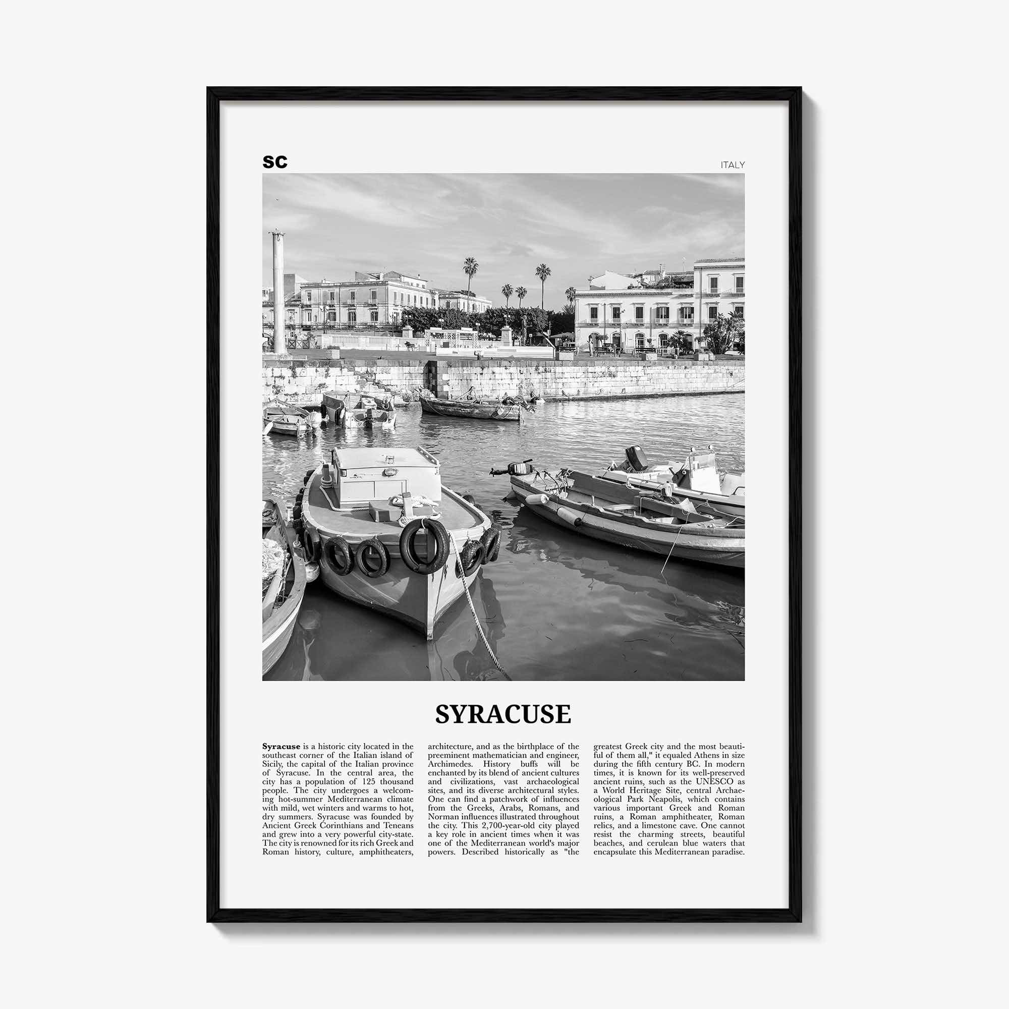 Syracuse Print Black and White Italy No 1, Syracuse Wall Art, Syracuse Poster, Syracuse Photo, Syracuse Wall Décor, Italy, Italia, Sicily