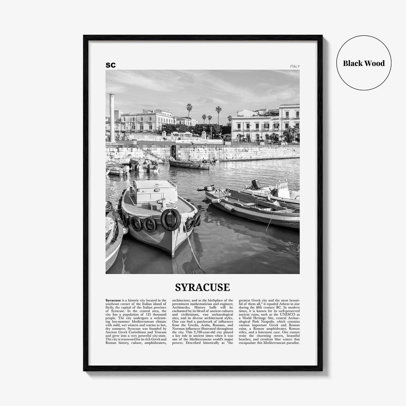 Syracuse Print Black and White Italy No 1, Syracuse Wall Art, Syracuse Poster, Syracuse Photo, Syracuse Wall Décor, Italy, Italia, Sicily