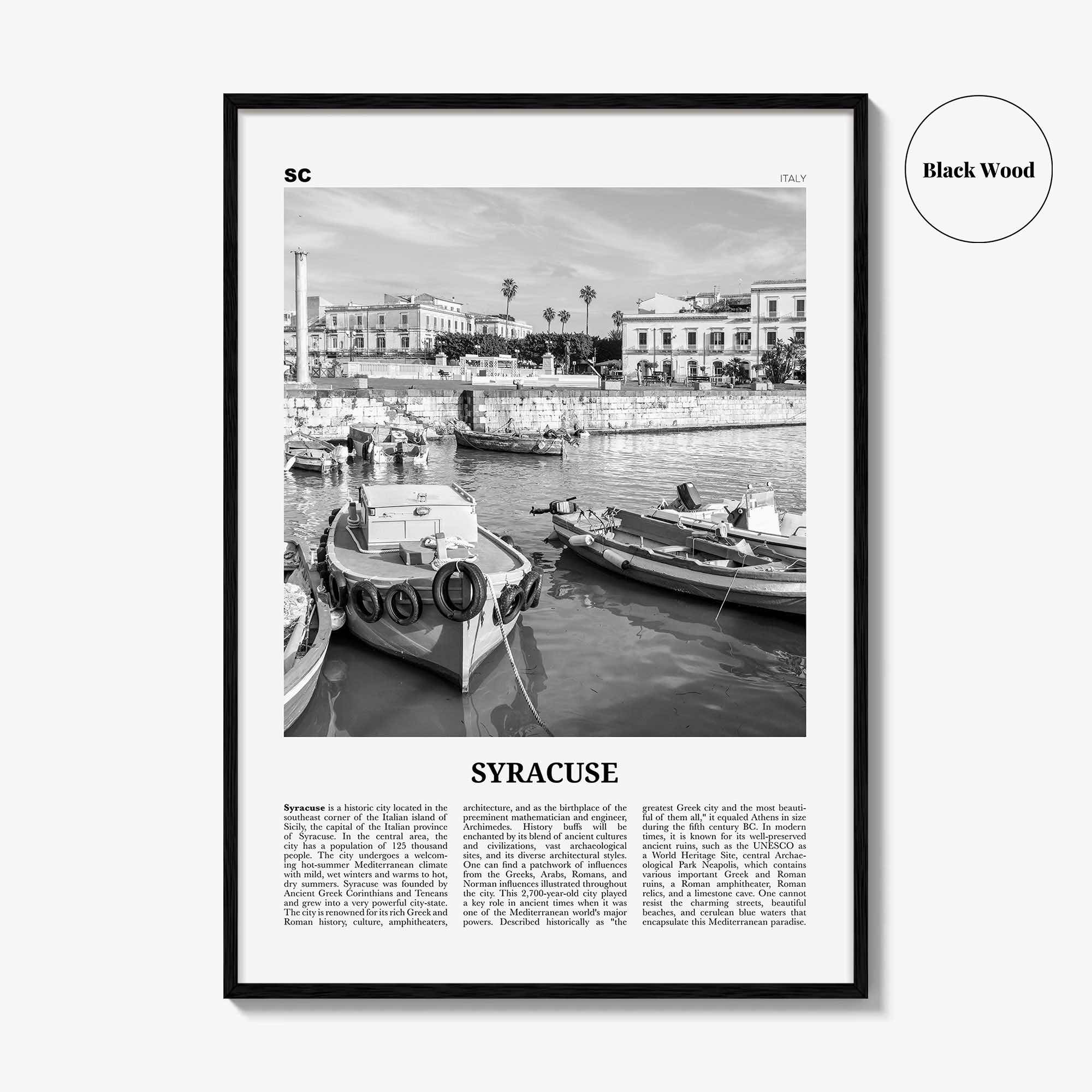 Syracuse Print Black and White Italy No 1, Syracuse Wall Art, Syracuse Poster, Syracuse Photo, Syracuse Wall Décor, Italy, Italia, Sicily