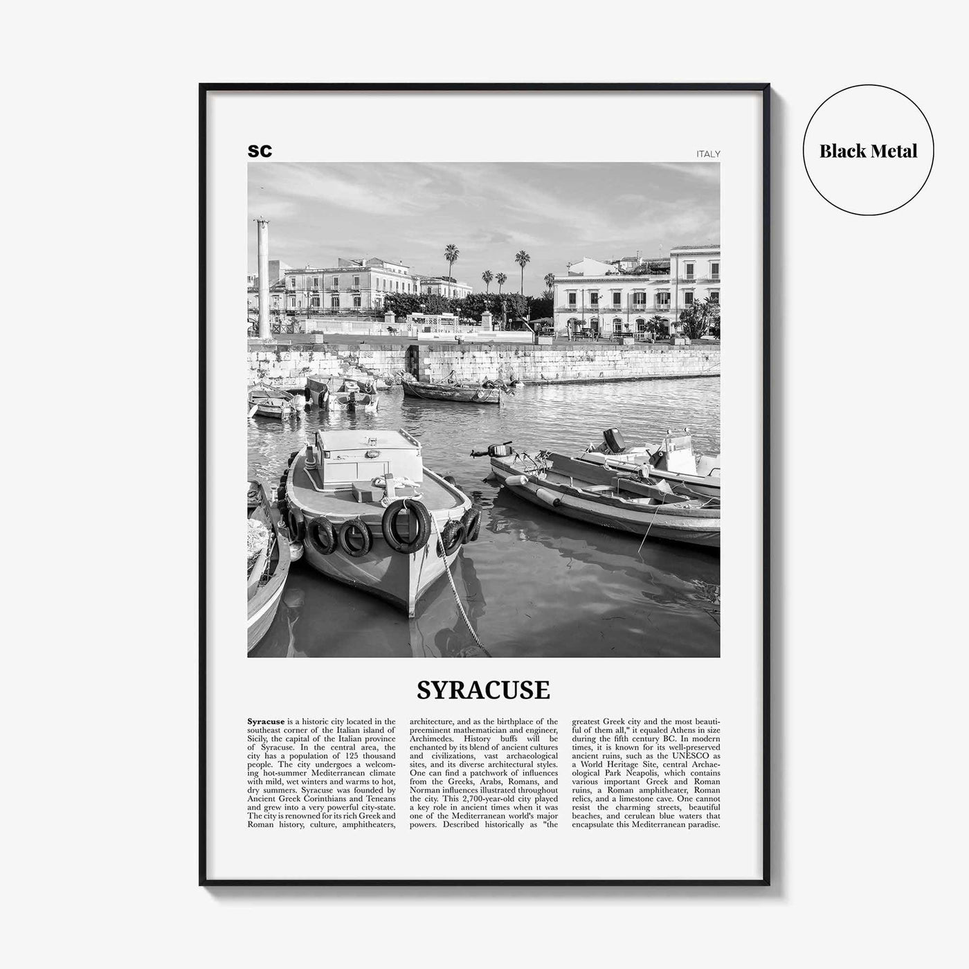 Syracuse Print Black and White Italy No 1, Syracuse Wall Art, Syracuse Poster, Syracuse Photo, Syracuse Wall Décor, Italy, Italia, Sicily