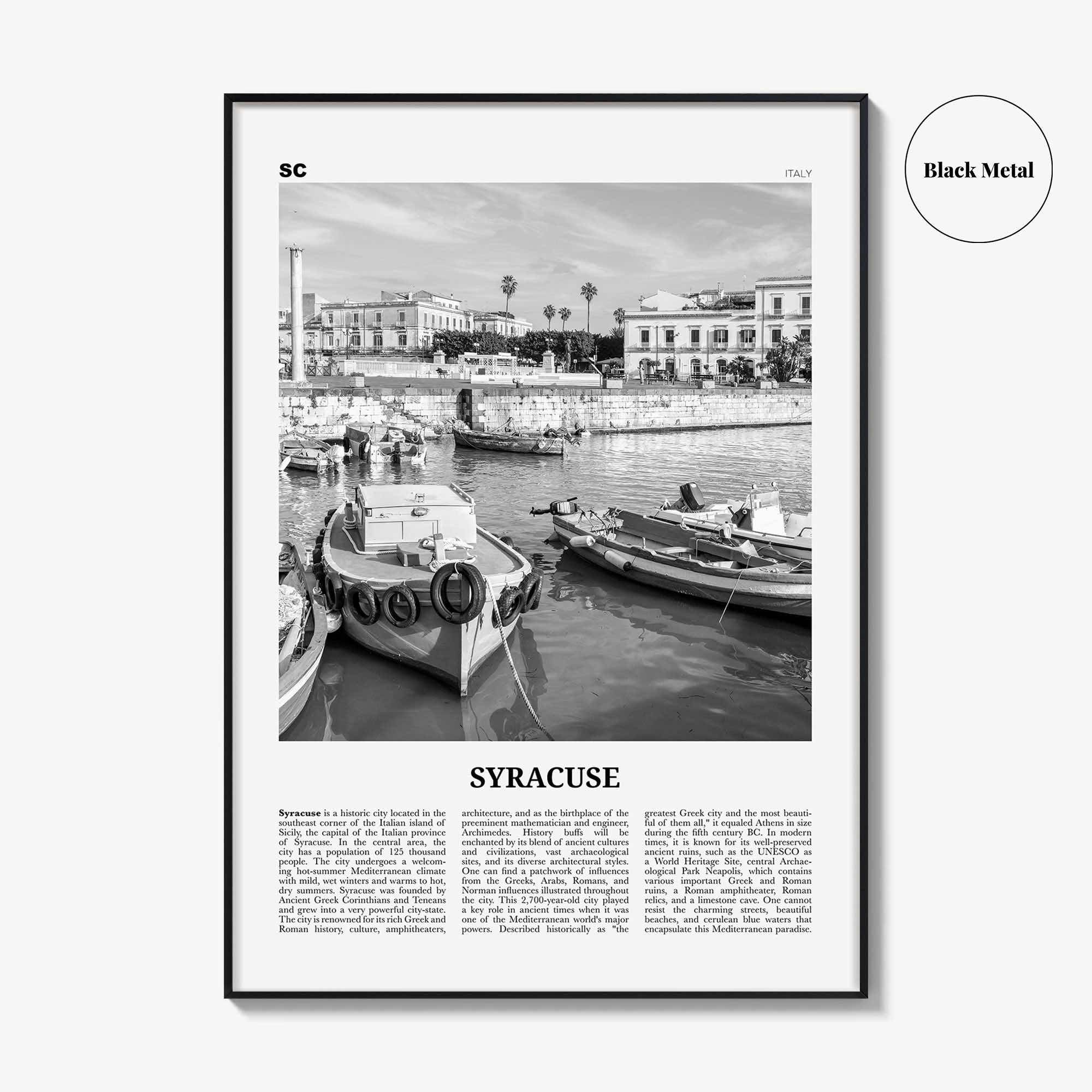 Syracuse Print Black and White Italy No 1, Syracuse Wall Art, Syracuse Poster, Syracuse Photo, Syracuse Wall Décor, Italy, Italia, Sicily