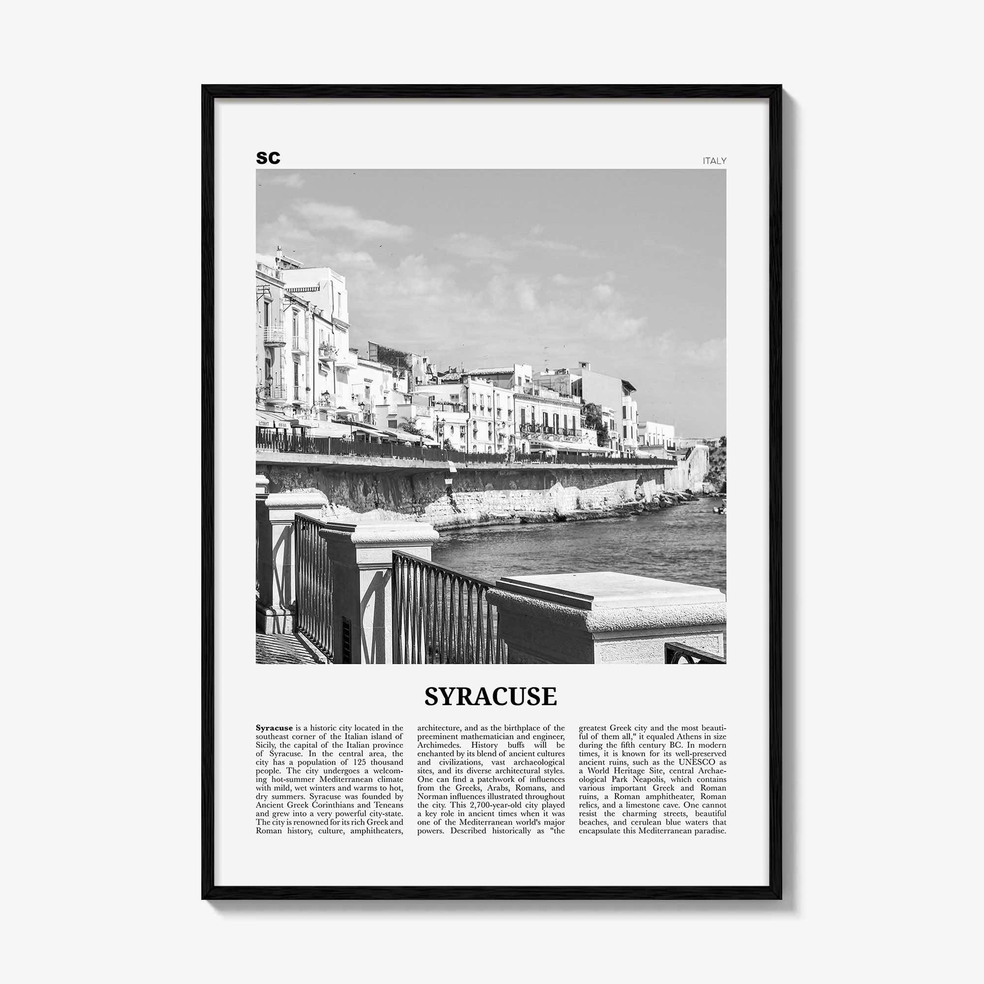 Syracuse Print Black and White Italy No 2, Syracuse Wall Art, Syracuse Poster, Syracuse Photo, Syracuse Wall Décor, Italy, Italia, Sicily