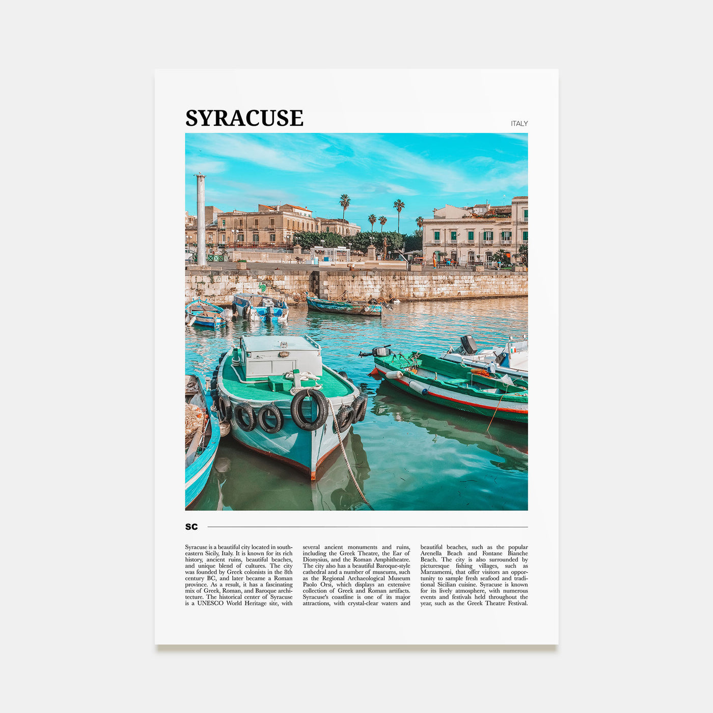 Syracuse, Italy Travel Color Poster