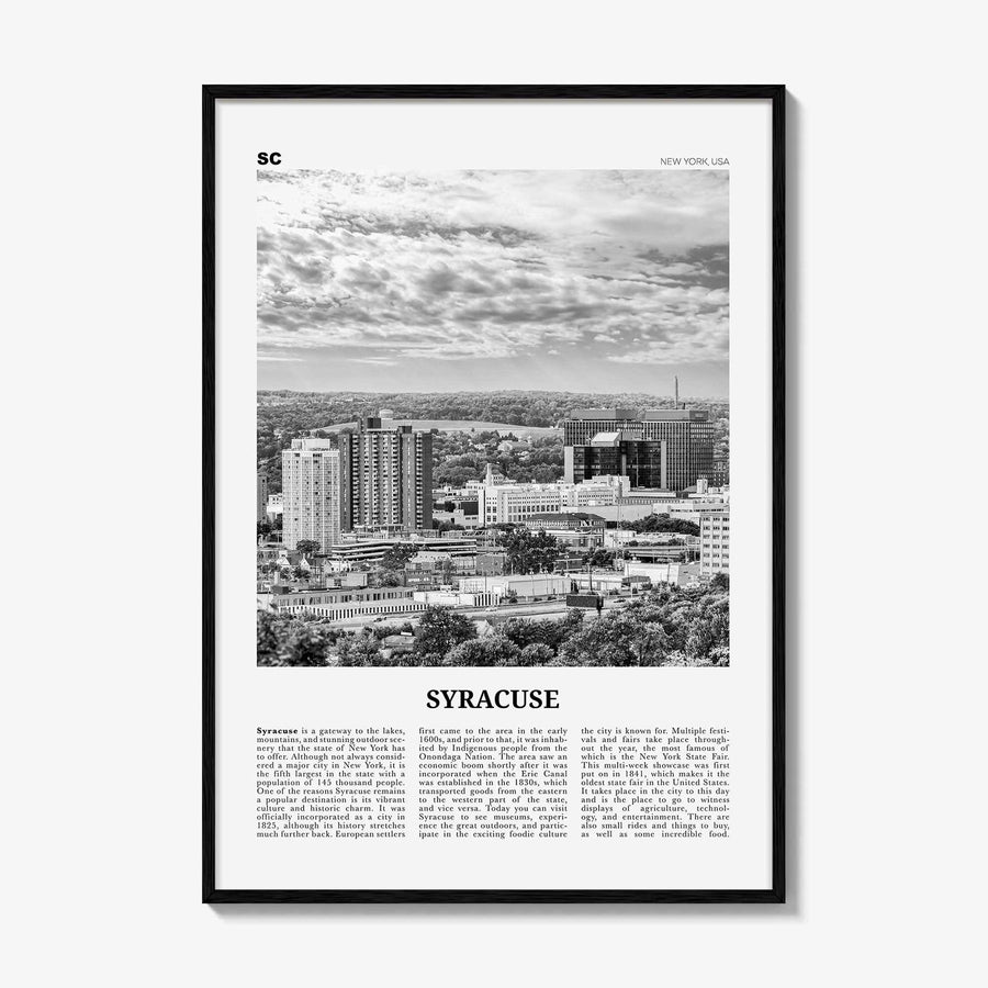 Syracuse Print Black and White New York, Syracuse Wall Art, Syracuse Poster, Syracuse Photo, Syracuse Wall Décor, USA, United States