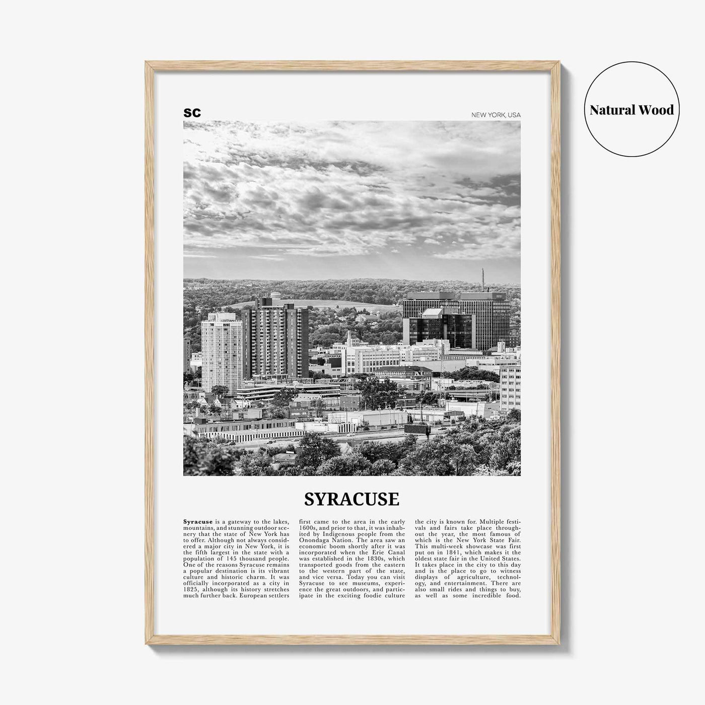 Syracuse Print Black and White New York, Syracuse Wall Art, Syracuse Poster, Syracuse Photo, Syracuse Wall Décor, USA, United States