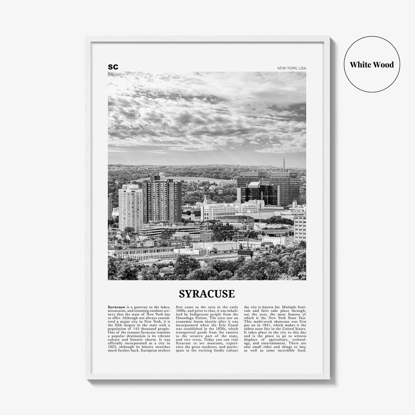 Syracuse Print Black and White New York, Syracuse Wall Art, Syracuse Poster, Syracuse Photo, Syracuse Wall Décor, USA, United States