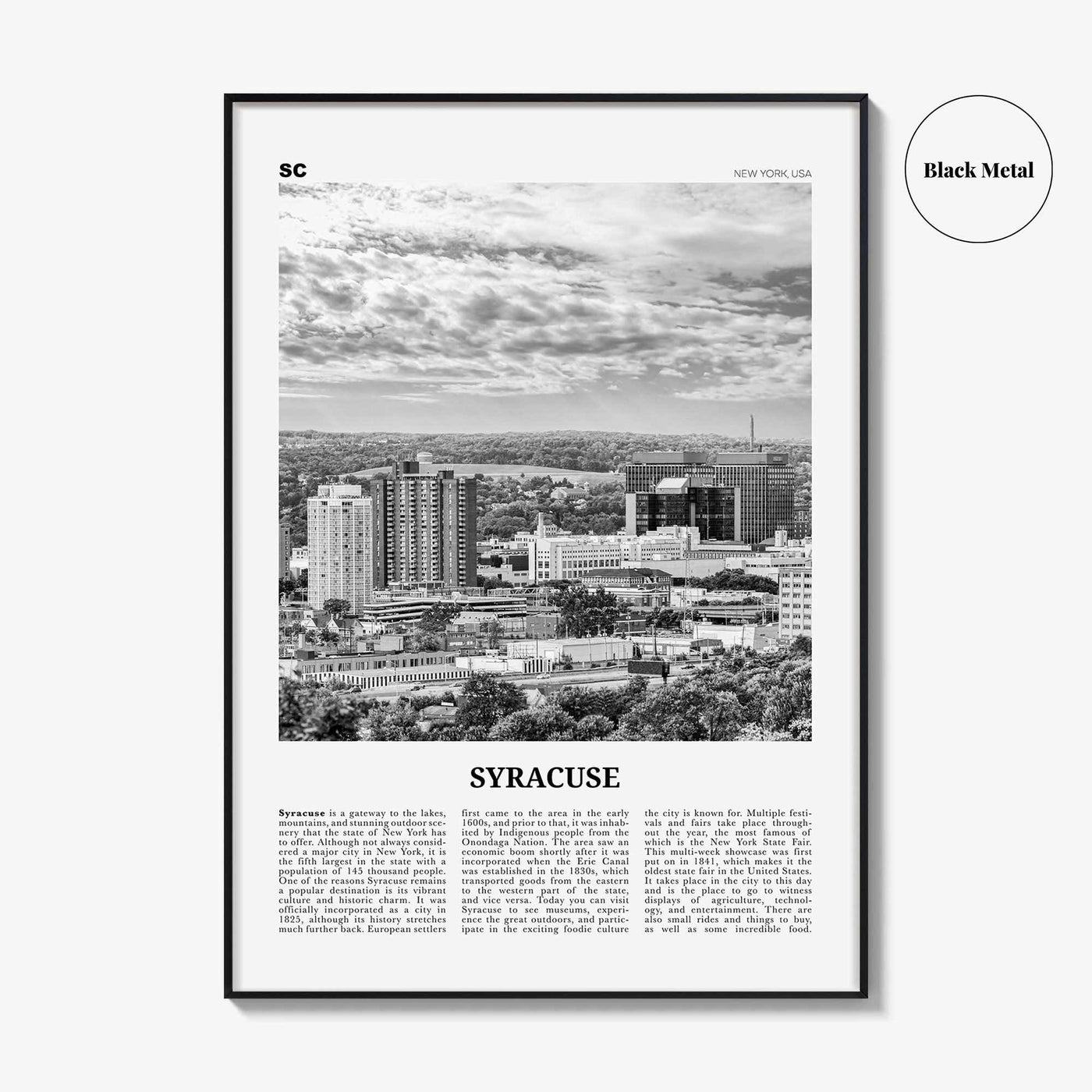 Syracuse Print Black and White New York, Syracuse Wall Art, Syracuse Poster, Syracuse Photo, Syracuse Wall Décor, USA, United States