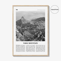 Table Mountain Print Black and White, Table Mountain Wall Art, Table Mountain Poster, Table Mountain Photo, South Africa, Cape Town