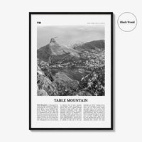 Table Mountain Print Black and White, Table Mountain Wall Art, Table Mountain Poster, Table Mountain Photo, South Africa, Cape Town