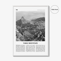 Table Mountain Print Black and White, Table Mountain Wall Art, Table Mountain Poster, Table Mountain Photo, South Africa, Cape Town