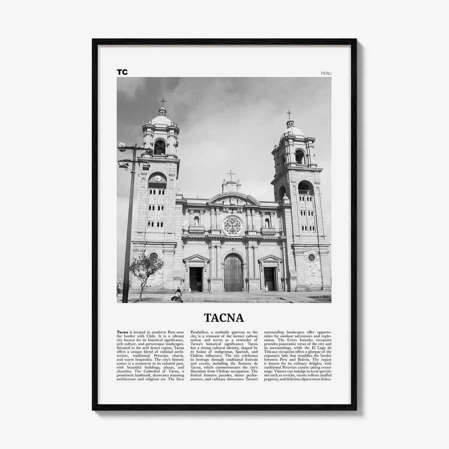 Tacna Print Black and White, Tacna Wall Art, Tacna Poster, Tacna Photo, Tacna Wall Décor, Tacna Map, Peru