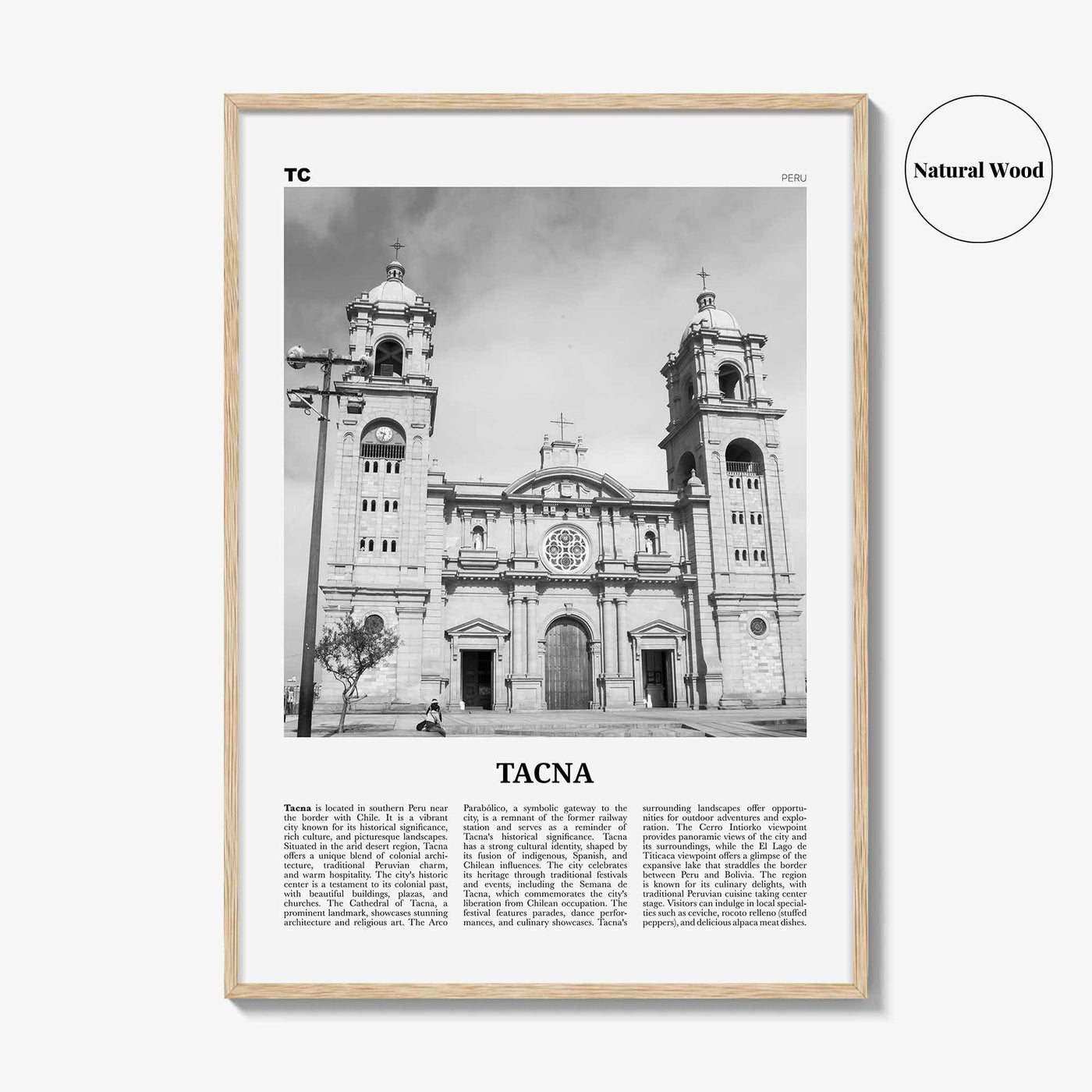 Tacna Print Black and White, Tacna Wall Art, Tacna Poster, Tacna Photo, Tacna Wall Décor, Tacna Map, Peru