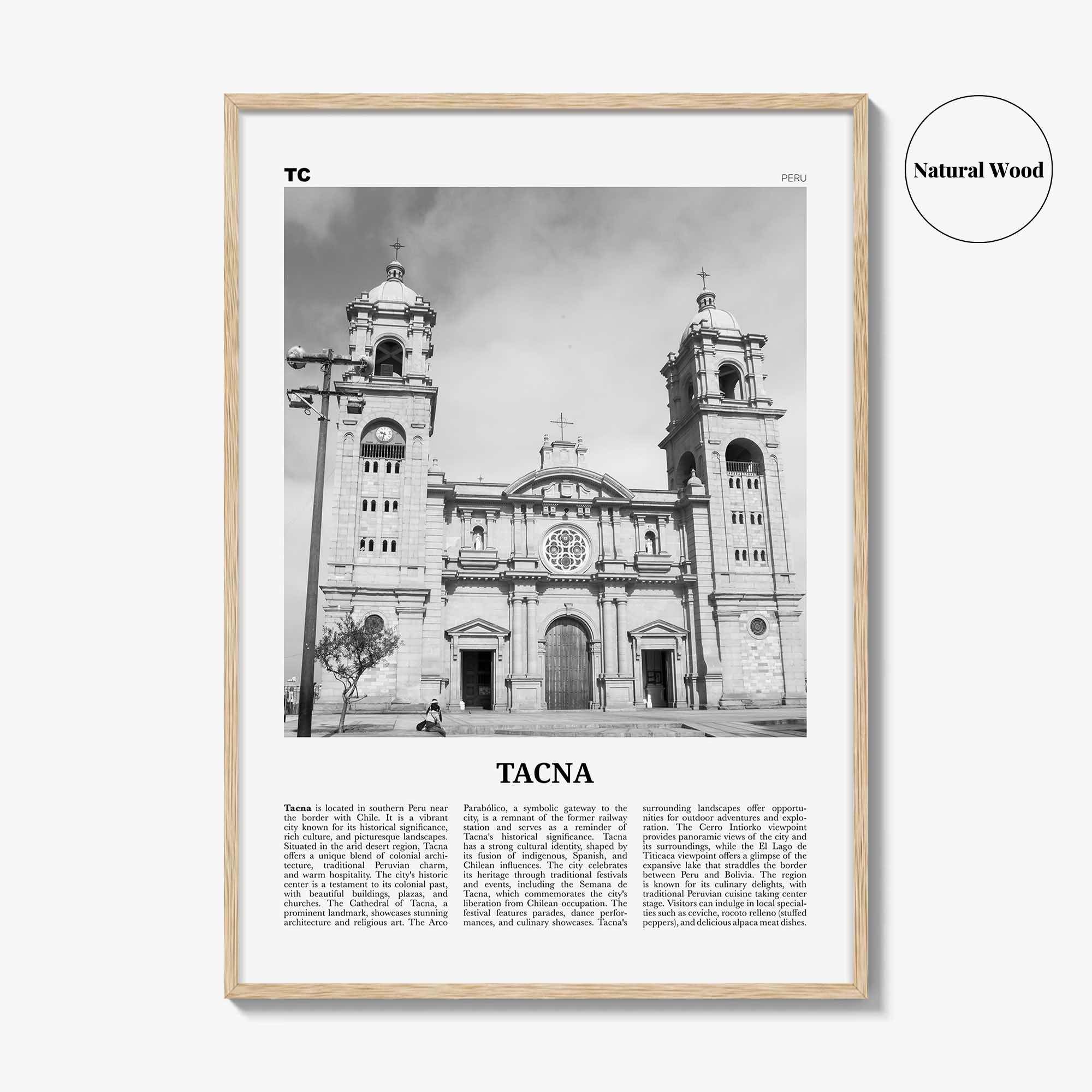 Tacna Print Black and White, Tacna Wall Art, Tacna Poster, Tacna Photo, Tacna Wall Décor, Tacna Map, Peru